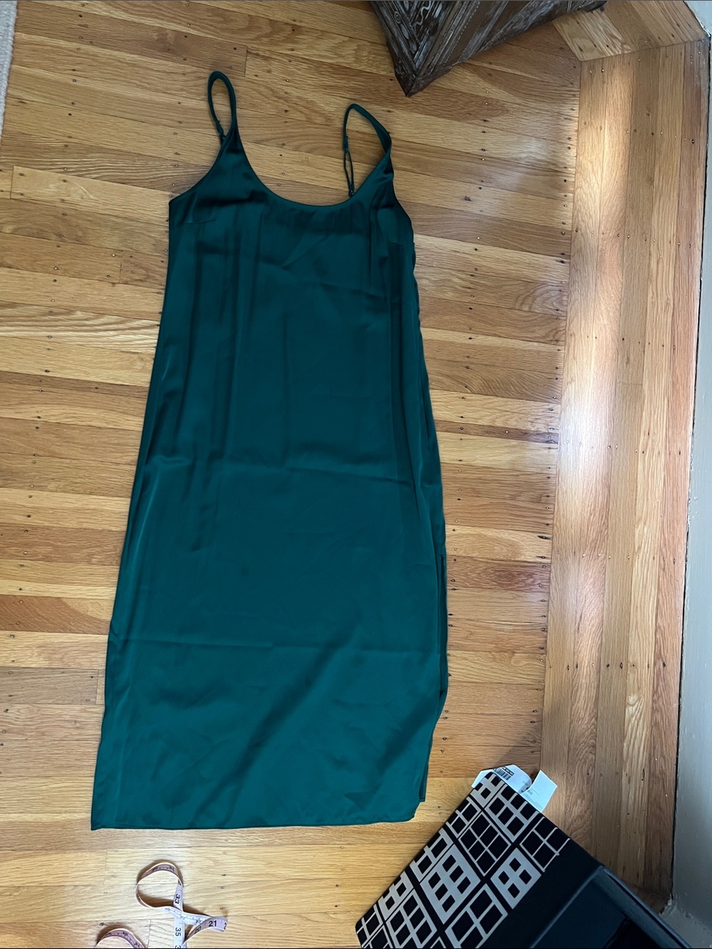 Abercrombie & Fitch Deep Teal Slip Midi Dress